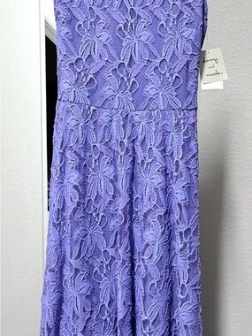 Danny & Nicole Lavender Floral Lace Midi Dress
